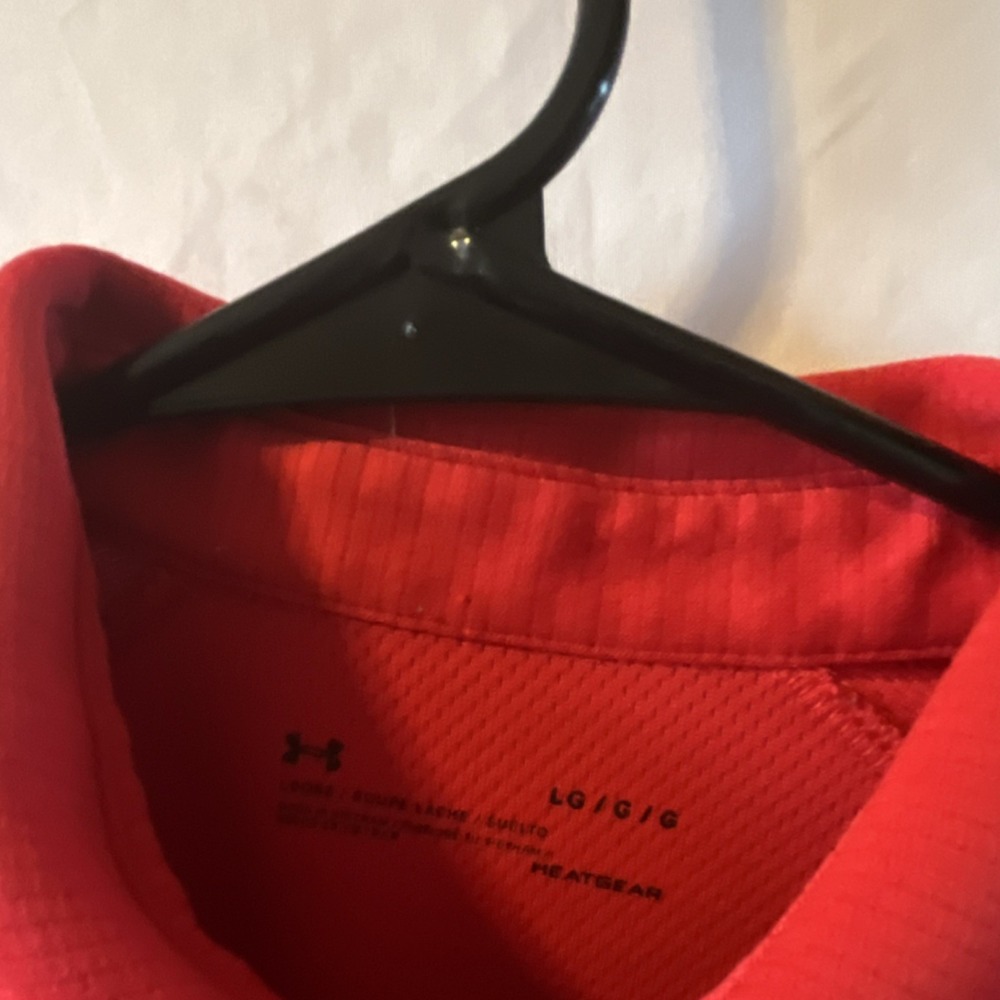 Under Armour HeatGear Polo Shirt Red Short Sleeve Men's Size L - Picture 2 of 3